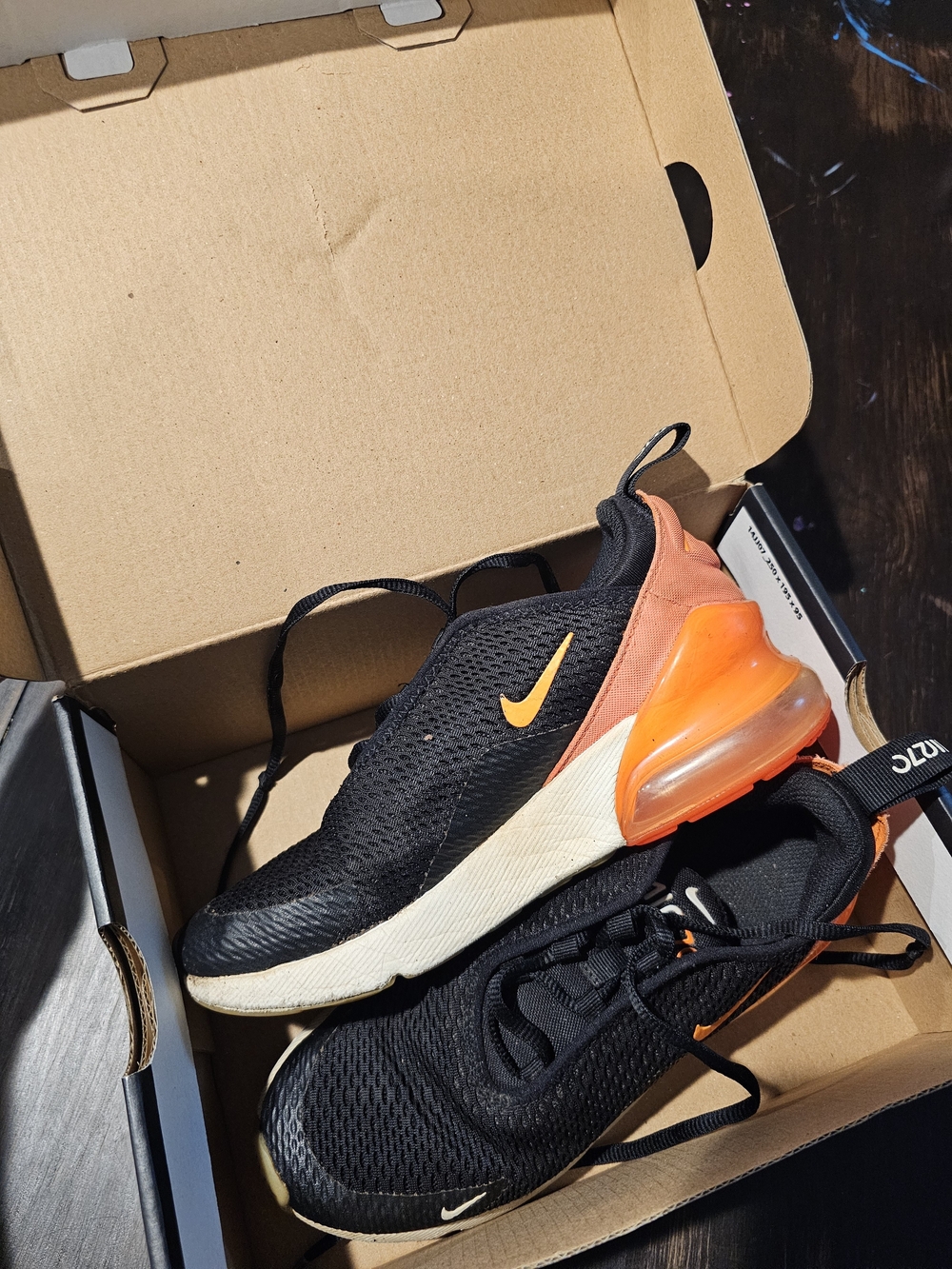 Nike Youth 2.5y Air Max 270 - Black with Orange Accents